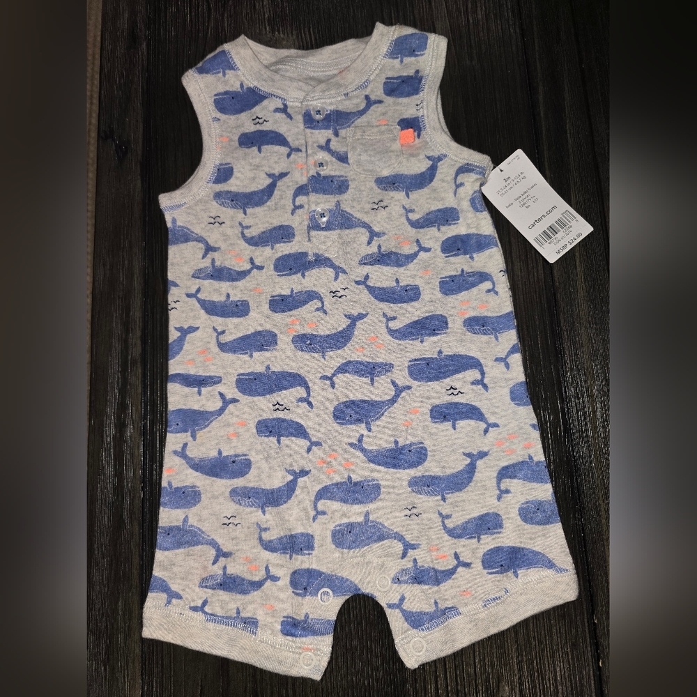 Carter's Blue and Gray Whale Bodysuit